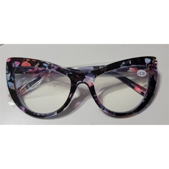EyeKepper Purple Pink 1.0 Cat Eye Thick Reading Nerd Glasses 113260 - Picture 3 of 3